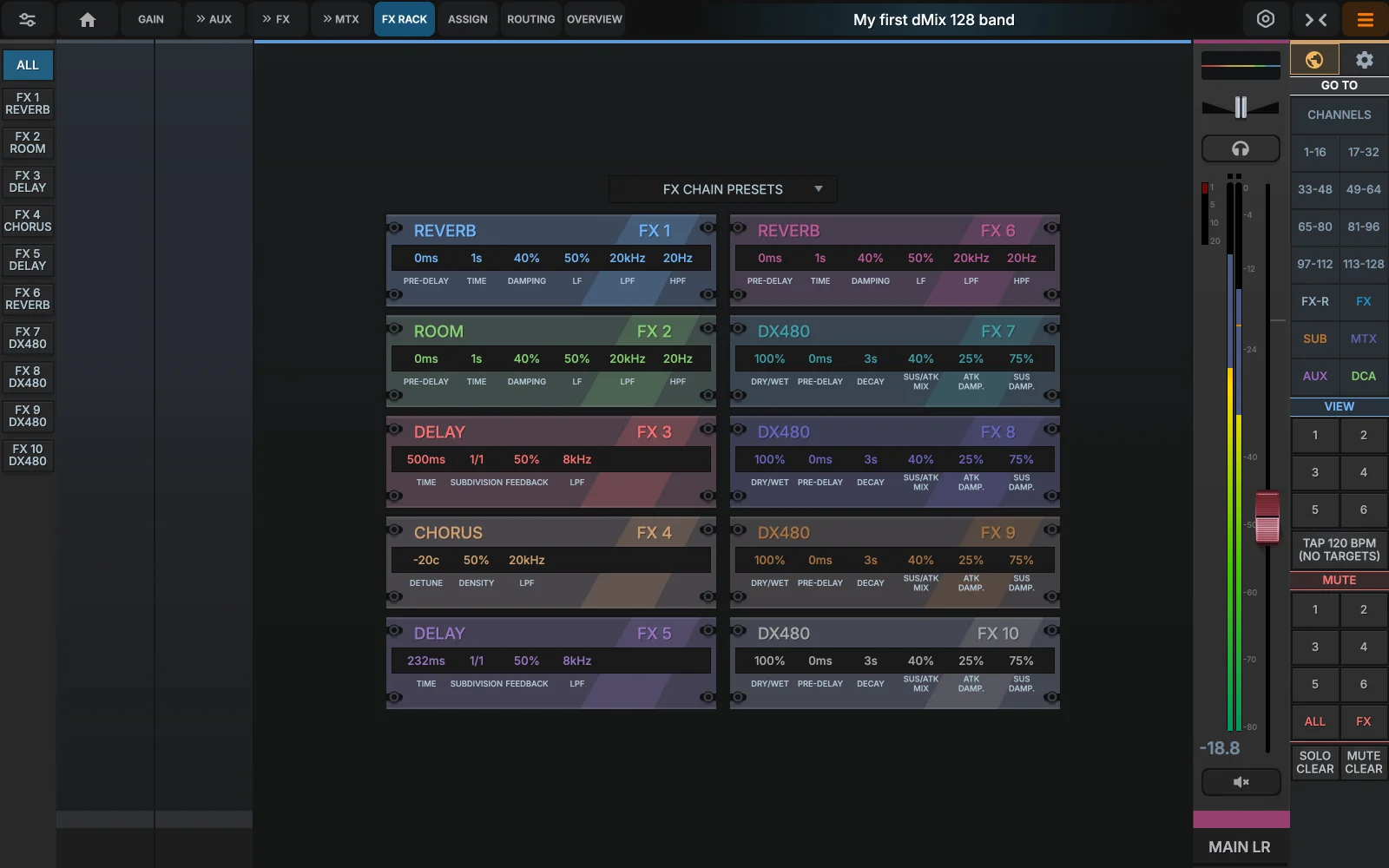 FX rack — FX Rack · 4 slots · engine library