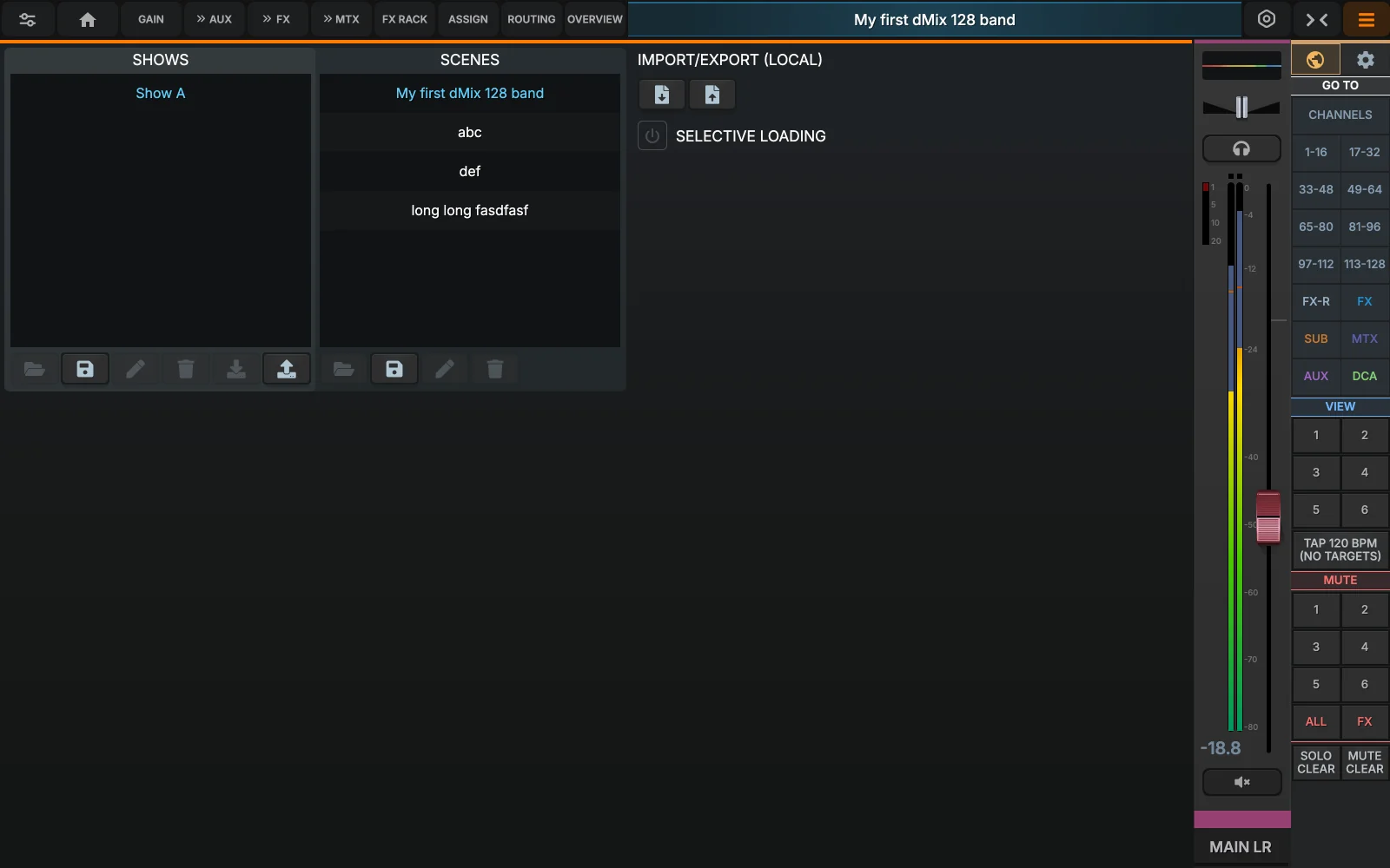 Shows & snapshots — Show browser & snapshot recall